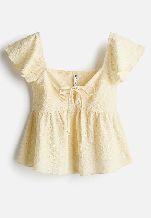 H&M - Pointelle jersey blouse - light yellow