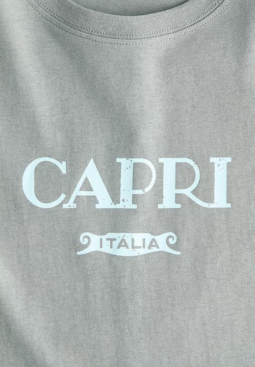 H&M - Oversized print-motif t-shirt - grey/capri