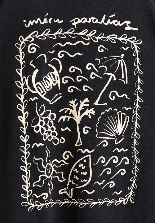 H&M - Oversized print-motif t-shirt - black/iméra paralías