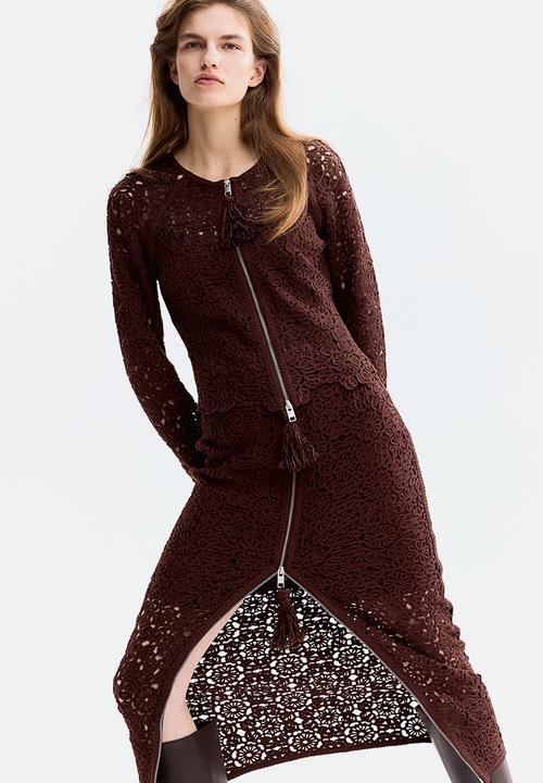H&M - Crochet-look skirt - dark brown