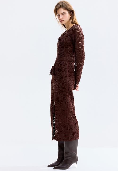 H&M - Crochet-look skirt - dark brown