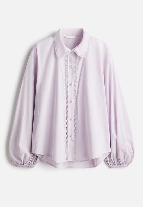 H&M - Lace-trimmed cotton shirt - light purple