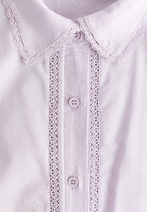 H&M - Lace-trimmed cotton shirt - light purple