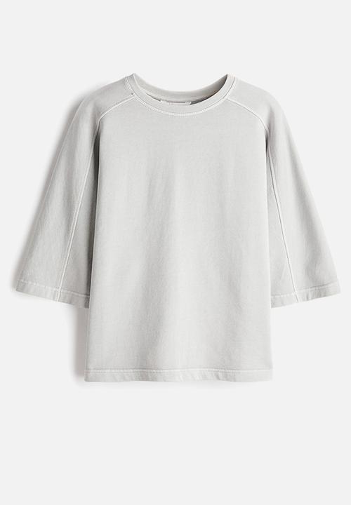 H&M - Short-sleeved cotton sweatshirt - light grey