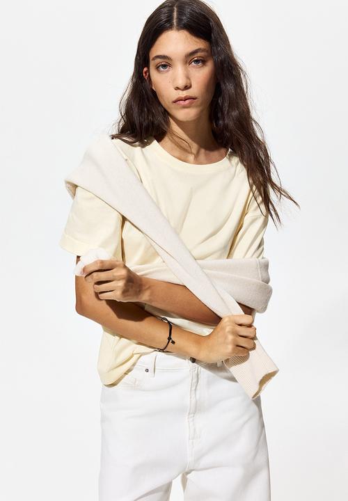 Loose-fit cotton t-shirt - pale yellow