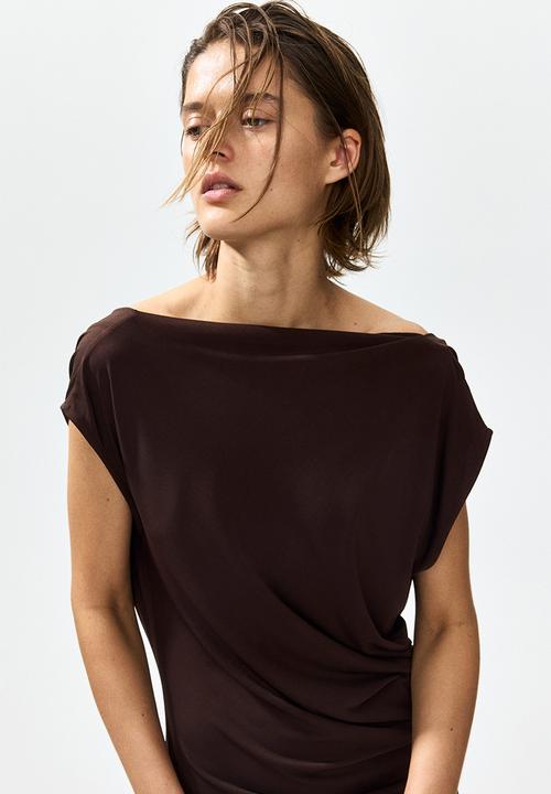 H&M - Cowl-back dress - dark brown