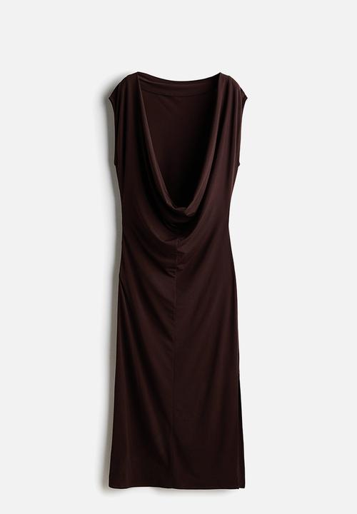 H&M - Cowl-back dress - dark brown