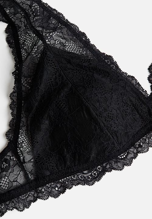 H&M - Padded soft lace bra - black
