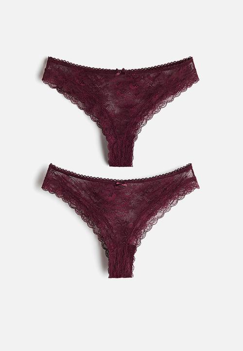 2-Pack lace brazilian briefs - dark red