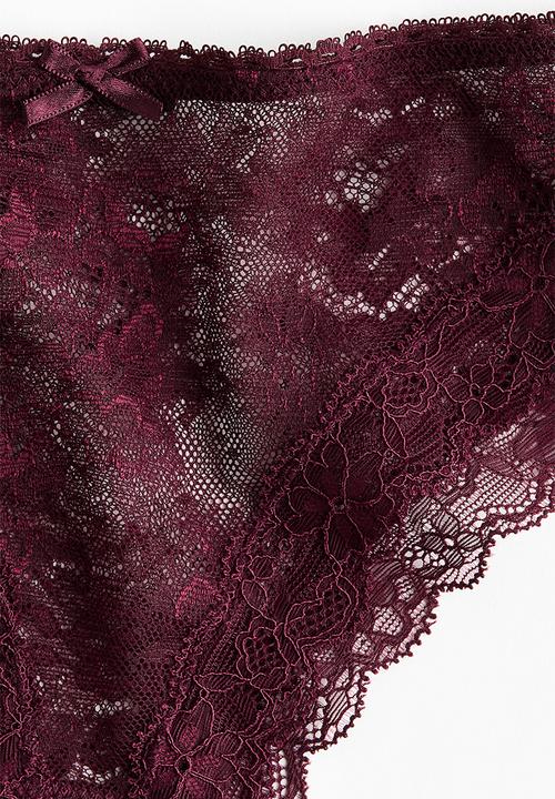 H&M - 2-Pack lace brazilian briefs - dark red