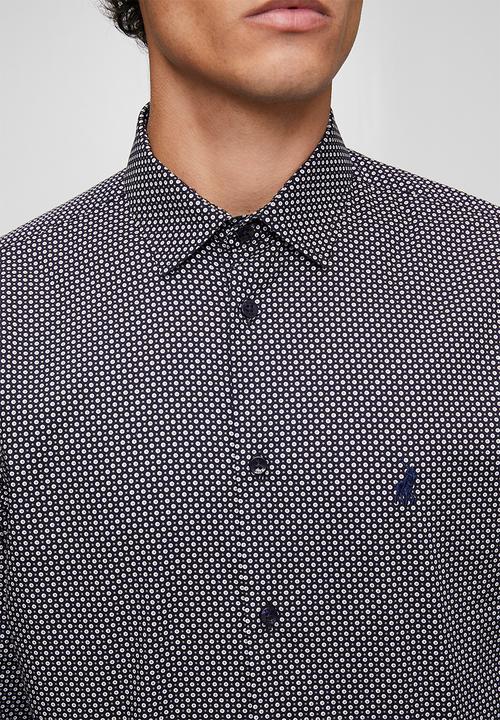 POLO - MENS LS GEO PRINT SHIRT - Black
