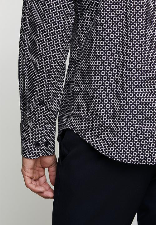 POLO - MENS LS GEO PRINT SHIRT - Black