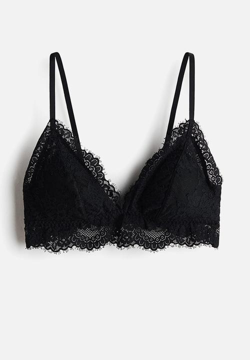 H&M - Padded soft lace bra - black
