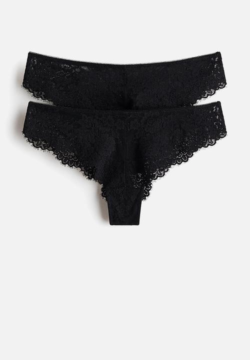 H&M - 2-Pack lace brazilian briefs - black