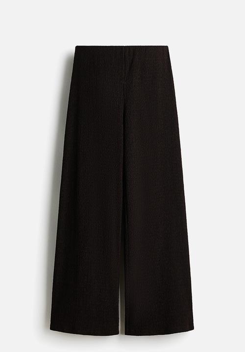 H&M - Crinkled pull-on trousers - dark brown
