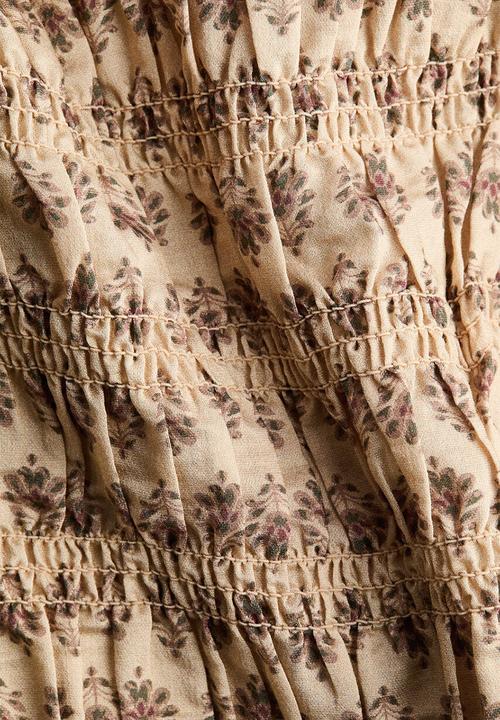 H&M - Smocked top - beige/floral