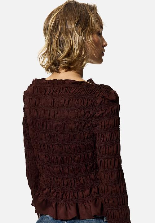H&M - Smocked top - rust brown