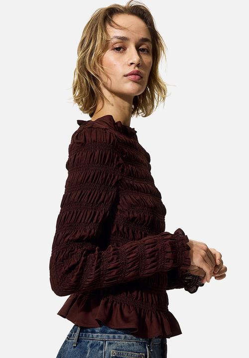 H&M - Smocked top - rust brown