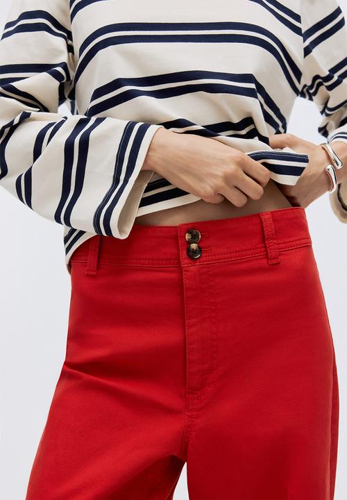 H&M - Canvas Pants - bright red - 1319343006