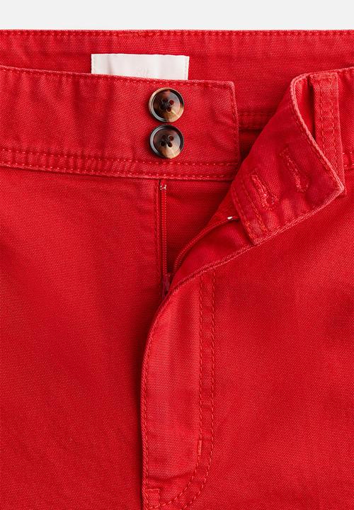 H&M - Canvas Pants - bright red - 1319343006