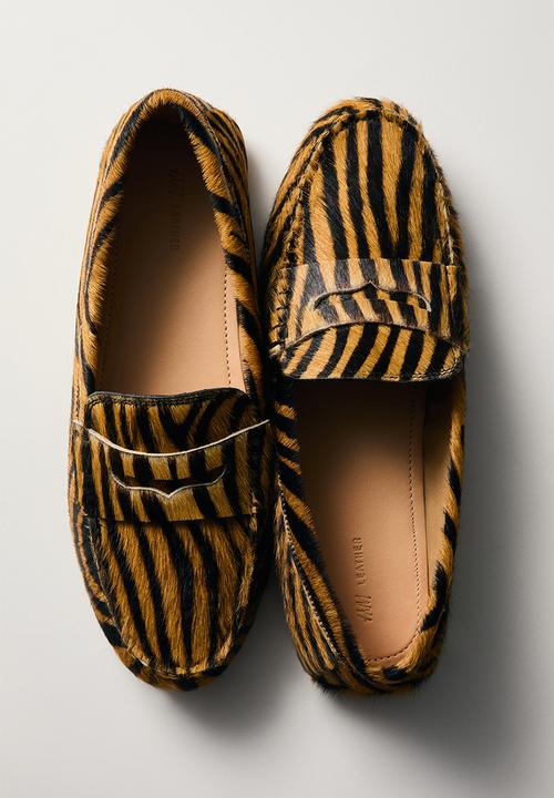 H&M - Leather loafers - beige/faux tiger