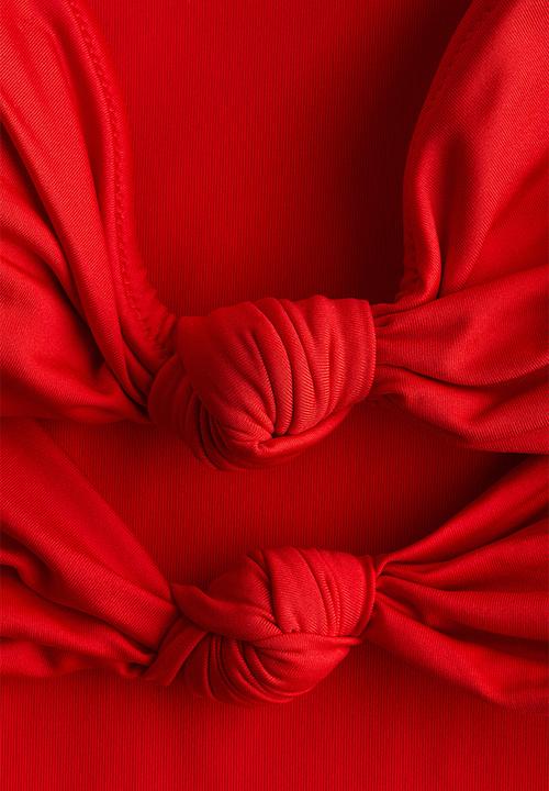 H&M - Padded-cup bandeau swimsuit - red