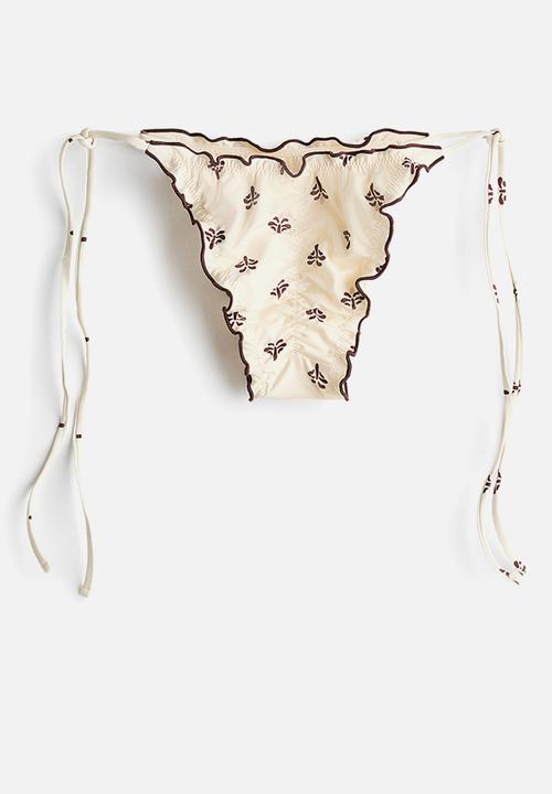 H&M - Cheeky tie tanga bikini bottoms - cream/floral