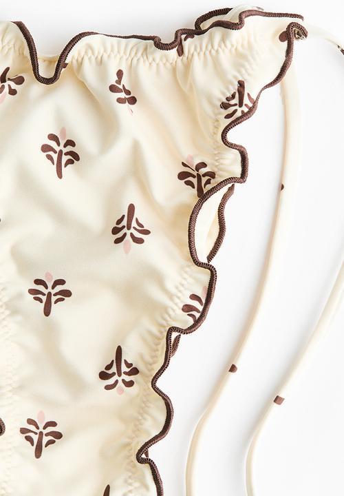 H&M - Cheeky tie tanga bikini bottoms - cream/floral