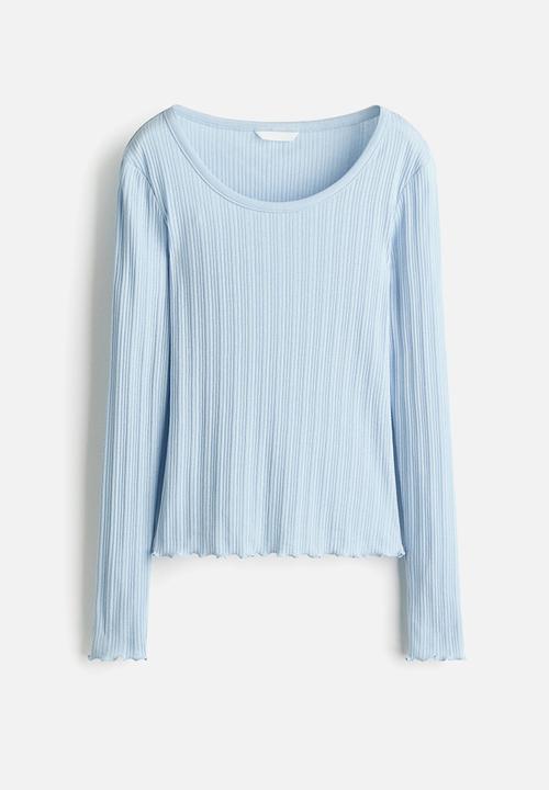 H&M - Pointelle jersey top - light blue