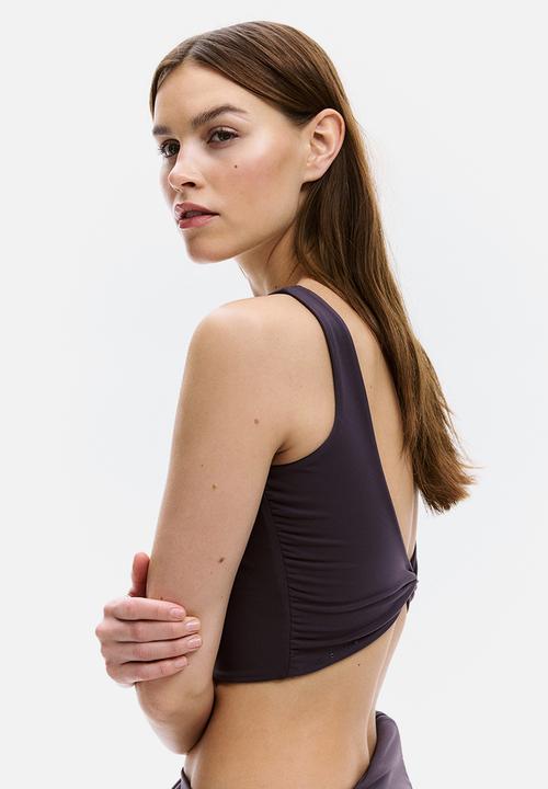H&M - Twist-detail vest top with softmove™ - plum purple
