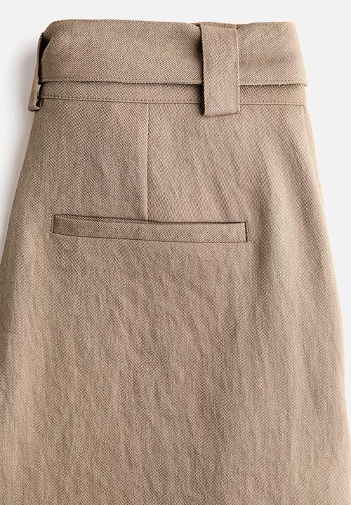 H&M - Wide belted trousers - dark mole