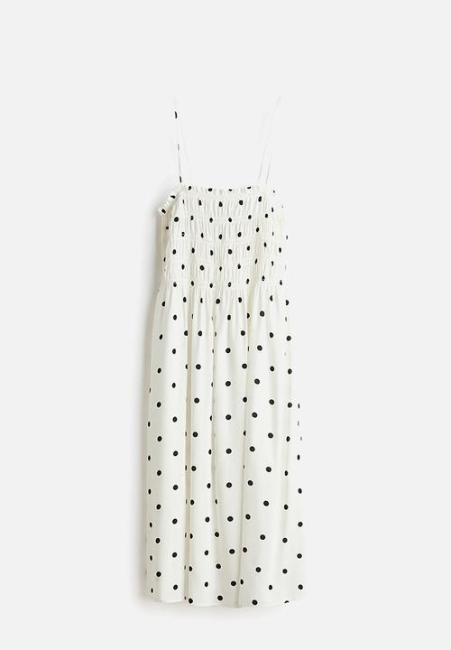 H&M - Smocked strappy dress - white/polka dot