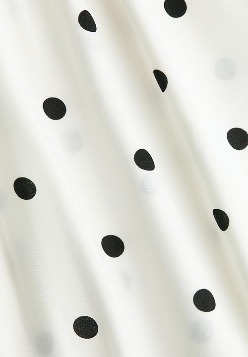 H&M - Smocked strappy dress - white/polka dot