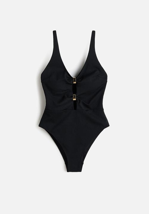H&M - Padded-cup high leg swimsuit - black