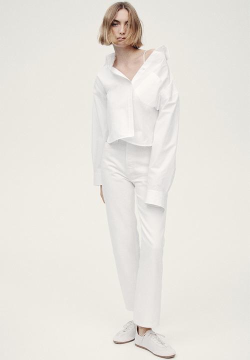 H&M - Straight high waist ankle jeans - white
