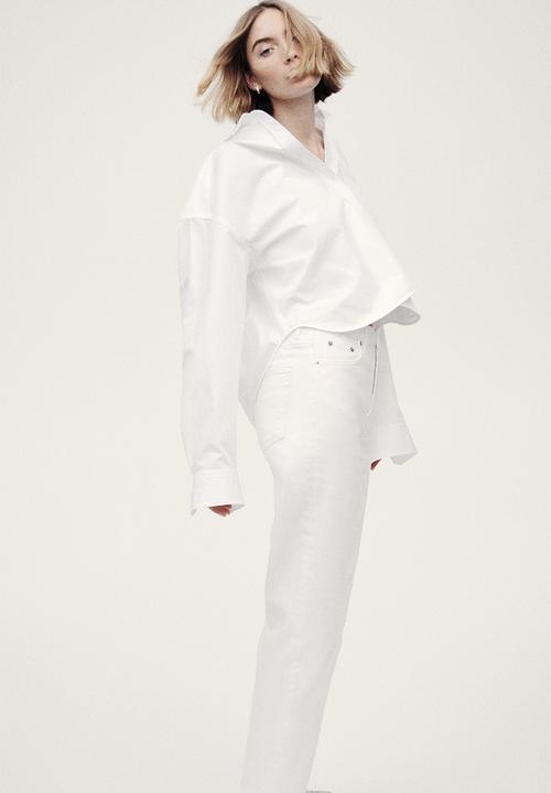 H&M - Straight high waist ankle jeans - white