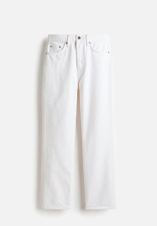H&M - Straight high waist ankle jeans - white