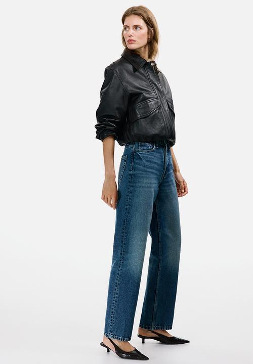 H&M - Straight high waist ankle jeans - denim blue