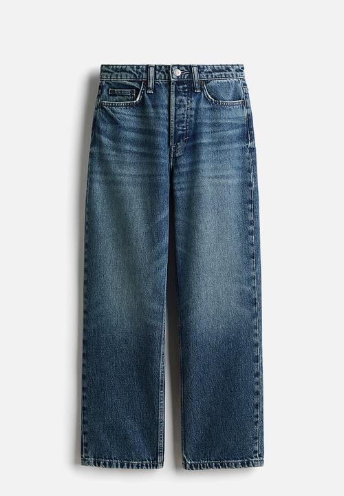 H&M - Straight high waist ankle jeans - denim blue