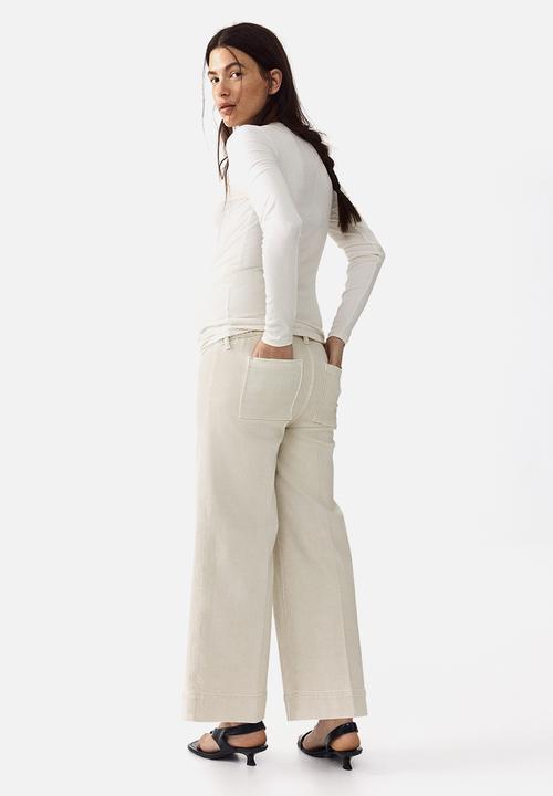 H&M - Mama wide high waist ankle jeans - cream