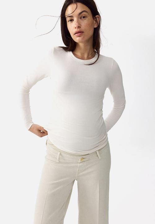 H&M - Mama wide high waist ankle jeans - cream