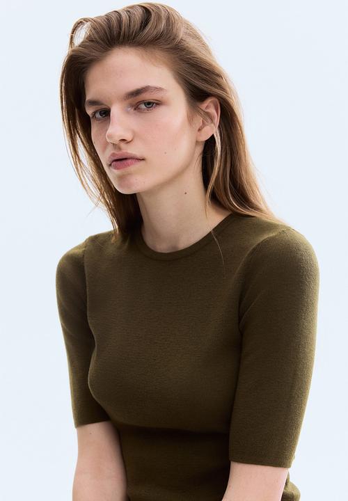 Rib-knit t-shirt - dark khaki green