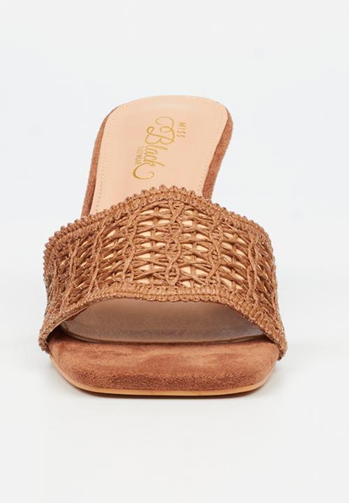 Miss Black - Macrame 1 macrame heel - tan
