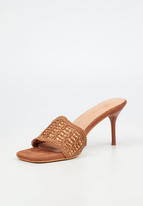 Miss Black - Macrame 1 macrame heel - tan