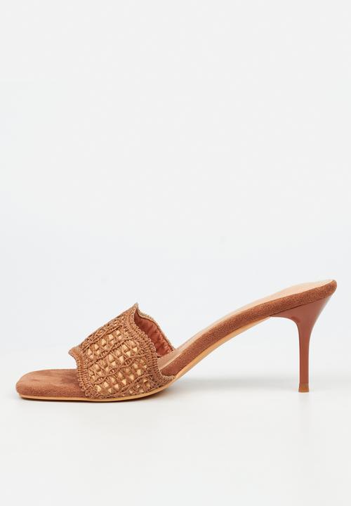 Miss Black - Macrame 1 macrame heel - tan
