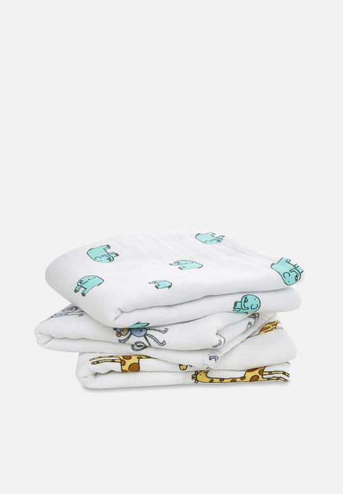 Aden & Anais - Musy Squares Cotton Muslin 3Pk - Jungle Jam 3-Pack