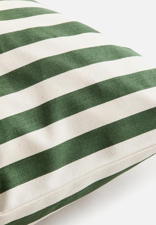 H&M - Outdoor cushion cover - dark green/striped