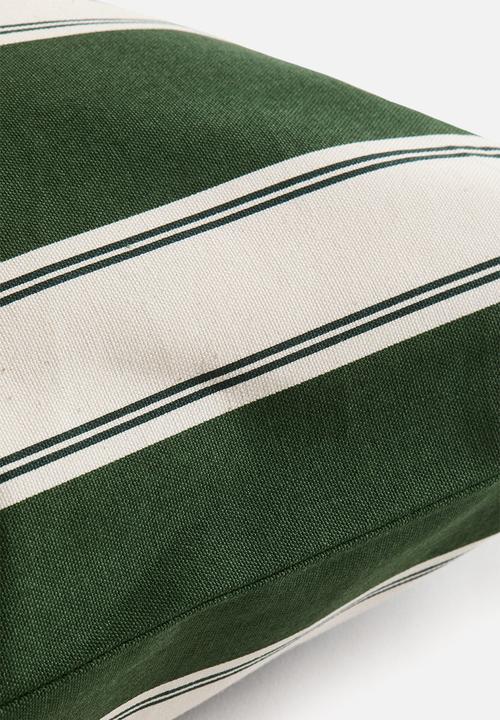 H&M - Outdoor cushion cover - dark green/striped