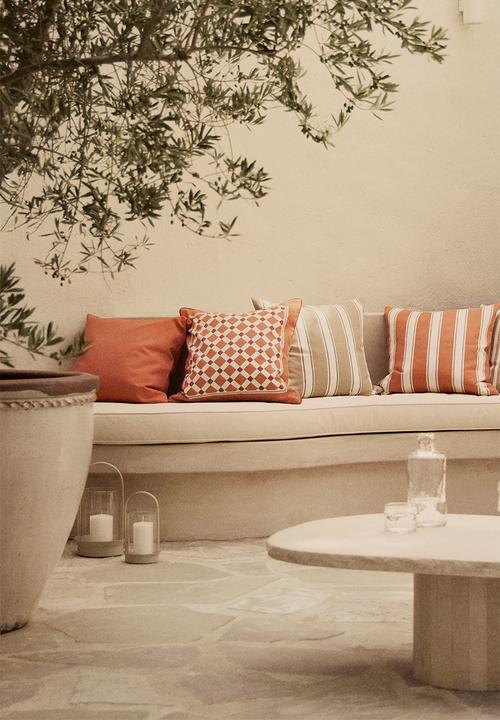 H&M - Outdoor cushion cover - beige/striped