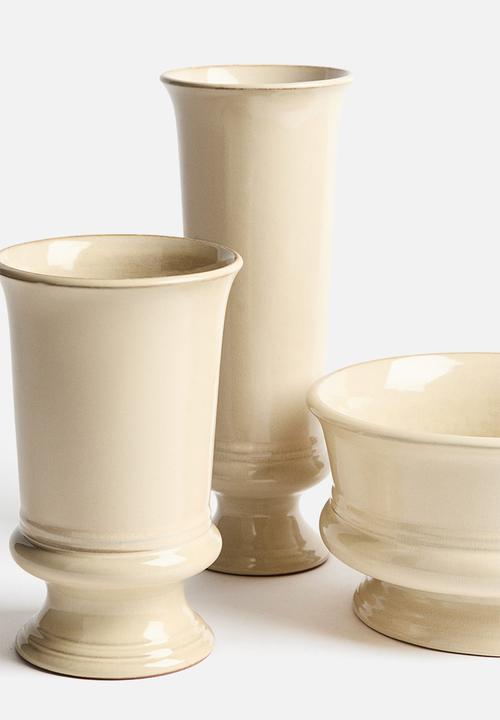 H&M - Reactive-glaze terracotta vase - light beige